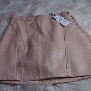 Pale Pink Zara Leather Skirt New with Tags